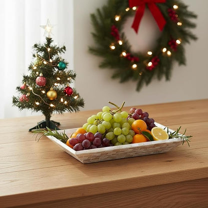 PEMAR 12"x7" Mother of Pearl Decorative Tray with Raised Edge for Coffee Table Perfume Living Room Kitchen Bathroom. Elegant Multipurpose Centerpiece Vanity, Fruit Display Serving Tray & Bowl