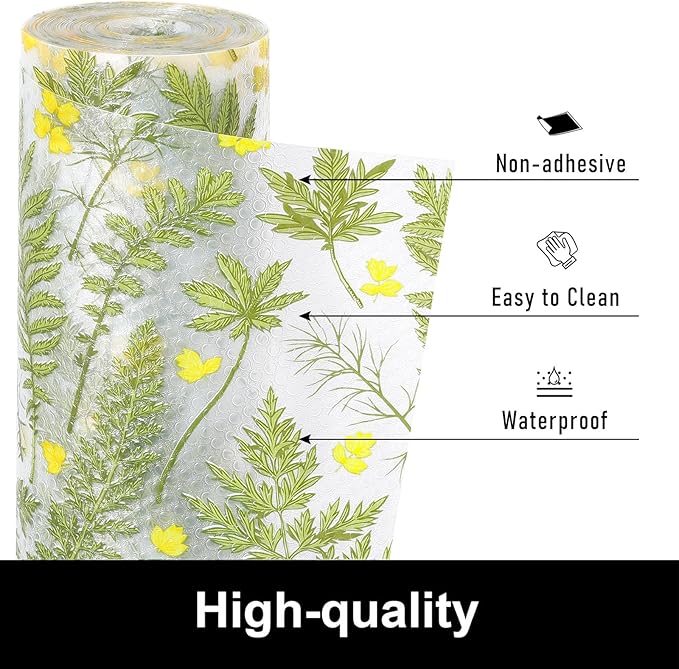 Cooyes Shelf Liner Drawer Liners, Shelf Liners for Kitchen Cabinets, Non-Adhesive Cabinet Liner, EVA Waterproof Non-Slip Refrigerator Liners for Kitchen Drawers（11.8" W x 118" L）