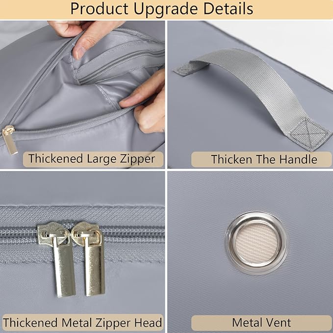 HAIKYPO Upgraded Thickened 2 Pack Compression Bags for Storage,Ultra Space Saving Self Compression Organizer Bags,Sweater Organizer for Closet,Clothes Storage Bag (Gray,2 Pack,X-Large)