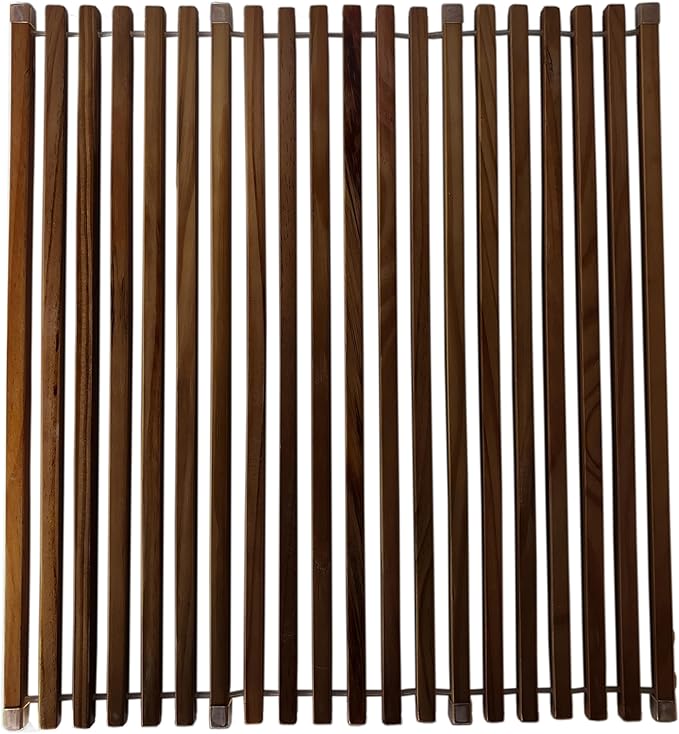 Roll Up Wooden Drying Rack Over The Sink Kitchen, Cover Sink Dry Dishes Bowl Spoon Quickly, Aesthetics and Finishes Coating, Neat Design Stain-Resistant Easy to Dry (Dark Walnut color)