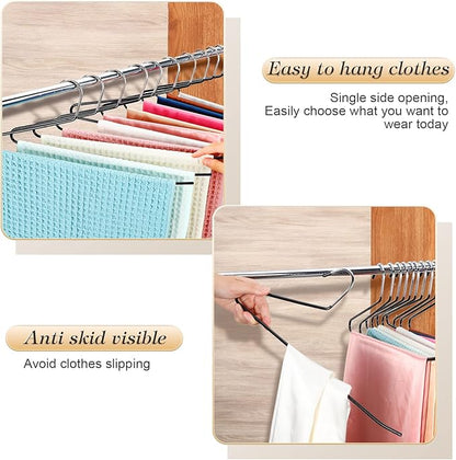 Treela 60 Pack Open Ended Pants Hangers, Metal Non Slip Trouser Hangers, Anti Rust Chrome Rubber Coating Slack Jeans, Heavy Duty Space Saving for Trousers Slacks Skirts