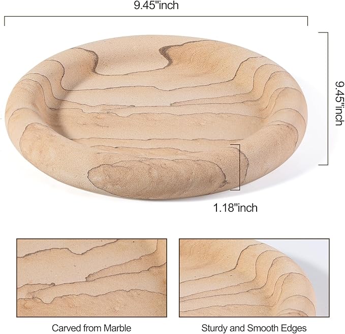 Erongoo Real Natural Marble Tray, Marble Round Decorative Vanity Tray for Bathroom Countertop, Kitchen Counter, or Catchall, Coffee Table Tray for Jewelry (Vein Sandstone)