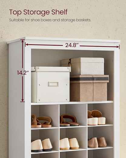 VASAGLE Shoe Storage Cabinet, 10 Tier Shoe Rack Organizer, Holds Up to 30 Pairs of Shoes, for Entryway Bedroom, 12.6 x 24.8 x 73.6 Inches, White ULBS273T14