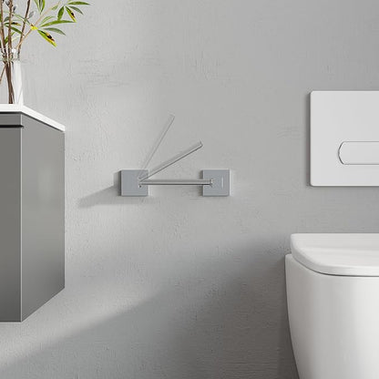 Ruacq Chrome Toilet Paper Holder Towel Ring Bathroom Accessories Hardware Set Double Post Pivoting Toilet Roll Holder Square Stainless Steel and Zinc Alloy Modern Wall Mounted 2 Pieces