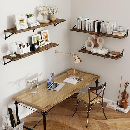 Axeman 12 Inch Deep Floating Shelves for Wall - 36 Inch Wide x 12 Inch Deep Wall Shelves Set of 2 - Rustic Wood Floating Shelves for Living Room