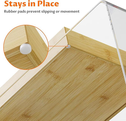 Bamboo Drawer Organizer with 9 Adjustable Compartments, Office Desk Organization Tray for Office Utensils, Supplies, Makeup, Jewelry, and More – Ideal for Desk or Drawer Storage