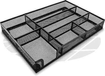 Desk Drawer Organizer Tray Versatile Metal Mesh Desk Organizers and Accessories for Office Supplies, School, Home, 12.60 x 8.66 x 1.77 Inches