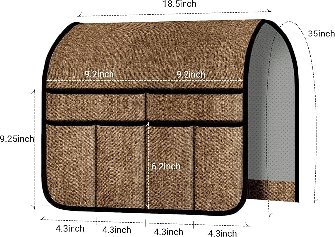 Meeall Armchair Caddy & Remote Control Holder for Couch & Recliner | Non-Slip Armrest Organizer with 6 Pockets for TV Remote, Phone, Tablet, Magazine, Chocolate