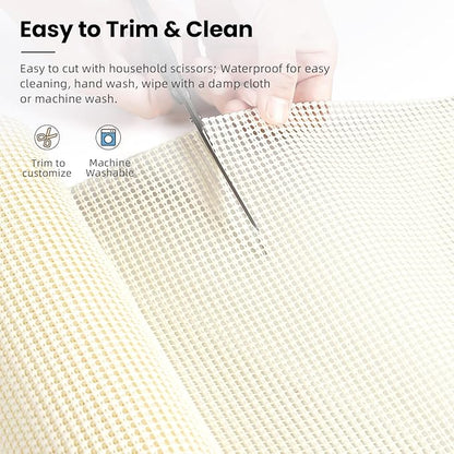 BAGAIL Drawer and Shelf Liner, 17.5 in X 20 Ft Non-Adhesive Shelf Liners for Kitchen Cabinets, Thick Strong Grip Liners for Desk, Shelves, Bathroom Drawers, Cabinet Protection - Cream