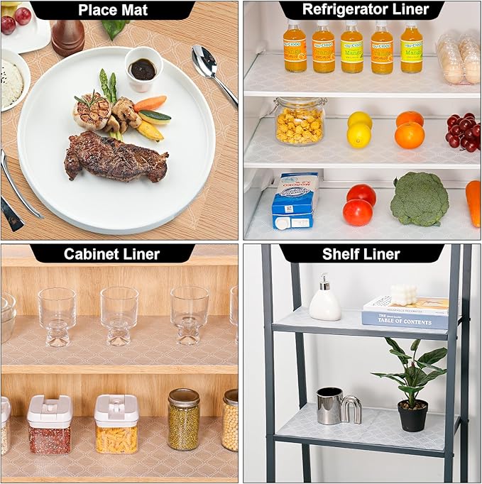 Cooyes Shelf Paper for Kitchen Cabinets Non Adhesive, Waterproof & Oil-Proof Kitchen Drawer Liner for Refrigerator Drawer Fridge Cupboard (23.6 Inch W x 354 Inch L)