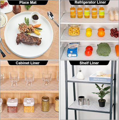Cooyes Shelf Paper for Kitchen Cabinets Non Adhesive, Waterproof & Oil-Proof Kitchen Drawer Liner for Refrigerator Drawer Fridge Cupboard (23.6 Inch W x 354 Inch L)