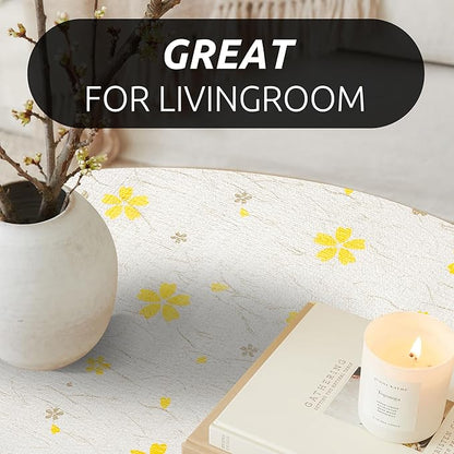 RAY STAR 12X120 Inch Shelf Liner for Kitchen Cabinets, Non-Adhesive Cabinet Liner Washable, PVC Drawer Liner for Dresser Non-Slip Bathroom (Yellow Floral)(1 Roll)
