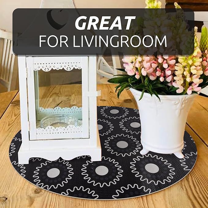 18X96 Inch Shelf Liner for Kitchen Cabinets, PVC Drawer Liner for Dresser Non-Slip Bathroom, Non-Adhesive Cabinet Liner Washable (Black Circle)(1 Roll)