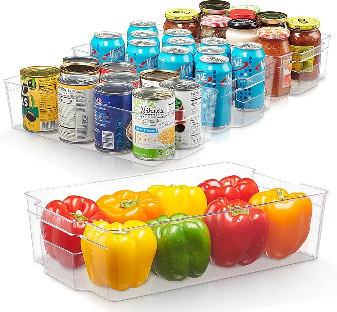 Cheer Collection Clear Refrigerator Organizer Bins - BPA Free Transparent Storage Bins for Pantry, Fridge, Tools & Cabinets Organization, 12.5’’ Long (Set of 4)