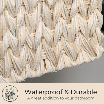GRANNY SAYS Wicker Storage Baskets for Shelves, Waterproof Wicker Baskets for Organizing, Woven Basket for Shelves, Decorative Basket for Entryway, Butter Milk