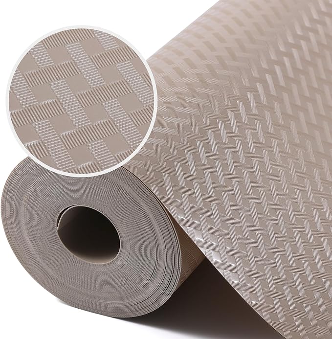Beige Shelf Liners for Kitchen Cabinets Refrigerator Liners Waterproof & Oil-Proof Kitchen Cupboard Liner Drawer Mats EVA Material Non Adhesive Washable Fridge Liner for Shelves 35.4 x 236.2 Inches