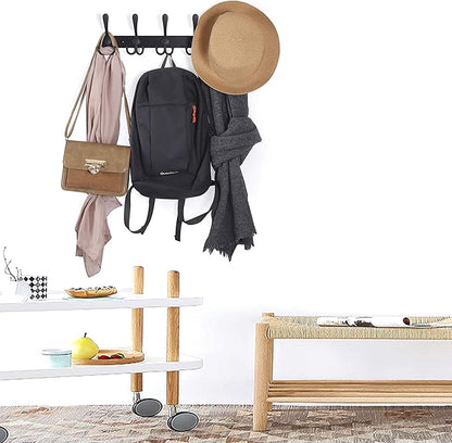 WEBI Coat Rack Wall Mount,Coat Hooks Wall Mount,5 Tri Hooks for Hanging Coats,Wall Coat Hanger,Wall Coat Rack for Clothes,Black