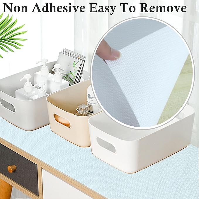 Shelf Liners for Kitchen Cabinets 14 Inch Wide X 20 Ft Non Adhesive Cabinet Drawer Liner Non Slip Water Oil-Proof Strong Grip Pantry Refrigerator Shelves Bathroom Drawer Mat Cupboard Closet Liner