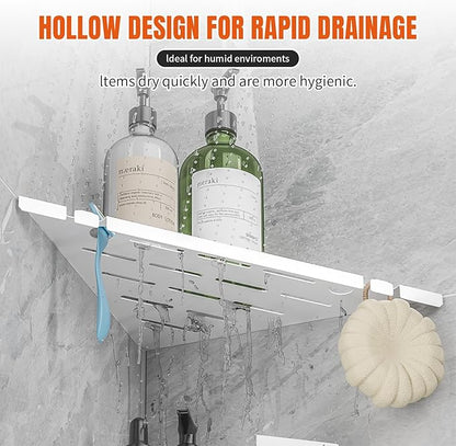 HBXS Shower Corner Shelf, 304 Stainless Steel, Black, Wall Mount, Triangular, 10 x 10 Inches, Leak Resistant, 2 Pack, Bathroom Storage Organizer with Brushed Finish