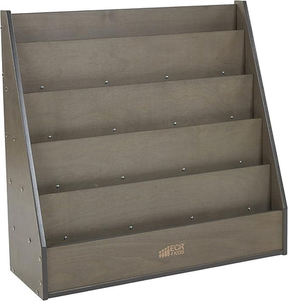 ECR4Kids Streamline Single-Sided Book Display with Storage, Classroom Bookshelf, Grey Wash