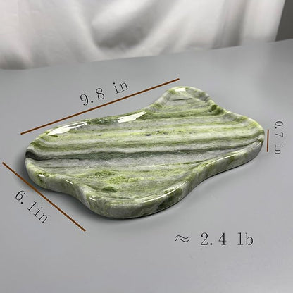 Natural Marble Decorative Tray, Cloud Shape, Modern Style, Polished Finish, Bathroom Kitchen Counter Vanity Organizer (Green-Marble-Diagonal)