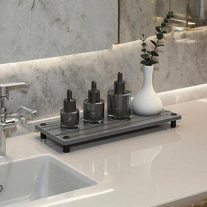 Quick Dry Sink Caddy Kitchen Sink Organizer, Water Absorbing Stone Tray for Sink, Stone Drying Tray, Diatomite Faucet Mat & Protector, Dispenser Sponge Holder, Stone Soap Tray for Bathroom Counter