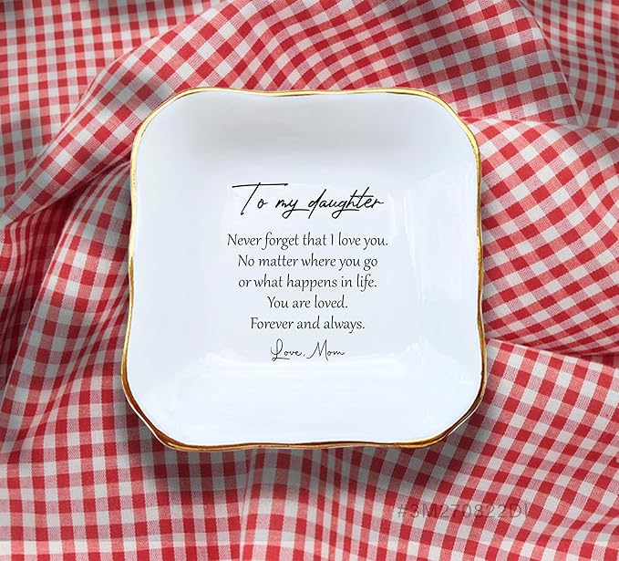 To My Daughter Gift, Ceramic Ring Dish For Girl Bride From Mom, Jewelry Dish, Trinket Tray, Daughter Birthday Gift, Daughter Present, Wedding Gift, Mother And Daughter, Daughter In Law Gift…