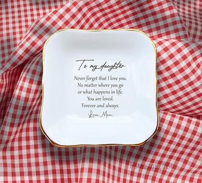 To My Daughter Gift, Ceramic Ring Dish For Girl Bride From Mom, Jewelry Dish, Trinket Tray, Daughter Birthday Gift, Daughter Present, Wedding Gift, Mother And Daughter, Daughter In Law Gift…