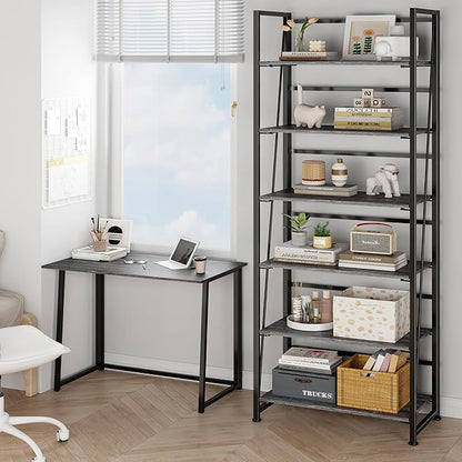 BHG Vintage Multifunctional Folding Bookshelf, No-Assembly Plant Stand Storage Rack Shelves for Home Office