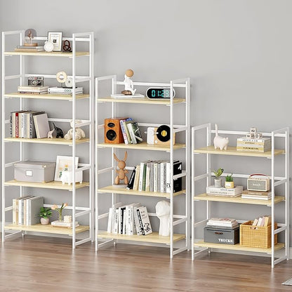 BHG Vintage Multifunctional Folding Bookshelf, No-Assembly Plant Stand Storage Rack Shelves for Home Office (White, 4-Tier)
