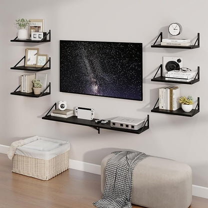Axeman Deep Floating Shelves | 16 Inch Black Wall Shelves Set of 2 | 10 Inch Deep Wood Floating Shelves for Wall | 16" W x 10" D Black Shelves for Living Room Bathroom Kitchen
