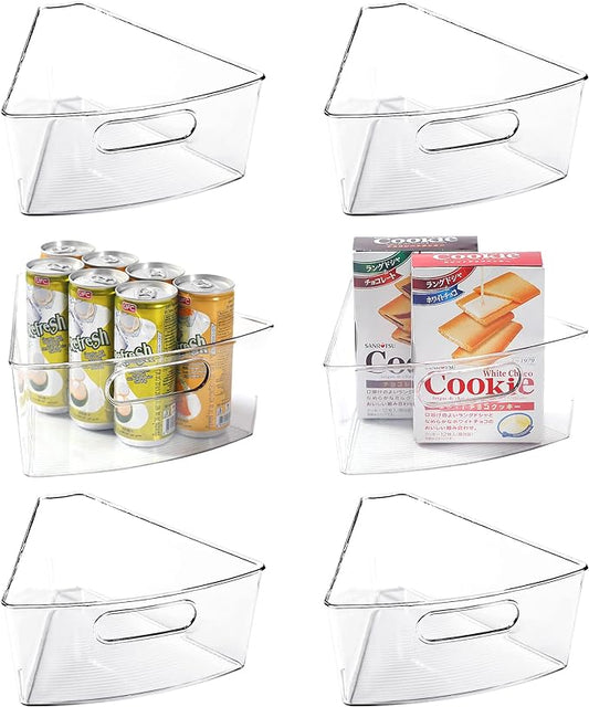 Leeden Lazy Susan Organizer for 26" Diameter Corner Lazy Susan, Plastic Kitchen Cabinet Storage Bins with Handle, 6 Packs, 1/8 Wedge - Food Safe, BPA Free