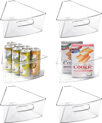 Leeden Lazy Susan Organizer for 32" Diameter Corner Lazy Susan, Plastic Kitchen Cabinet Storage Bins with Handle, 6 Packs, 1/8 Wedge - Food Safe, BPA Free