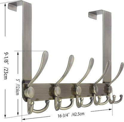 WEBI Over The Door Hooks Door Hanger with 5 Tri Hooks for Hanging, Over The Door Towel Rack Coat Hanger Coat Rack for Behind Back of Bathroom,Bronze