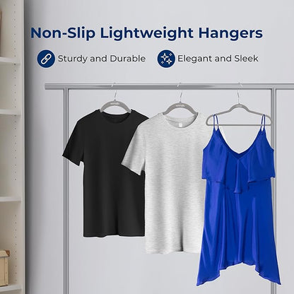 SereneLife 10-Pack Velvet Hangers – Non-Slip Clothes Hangers with Heavy Duty Design, Slim Space-Saving Coat Hangers with 360° Swivel Hook, Strong Lightweight Closet Organizer Set for Clothes (Grey)