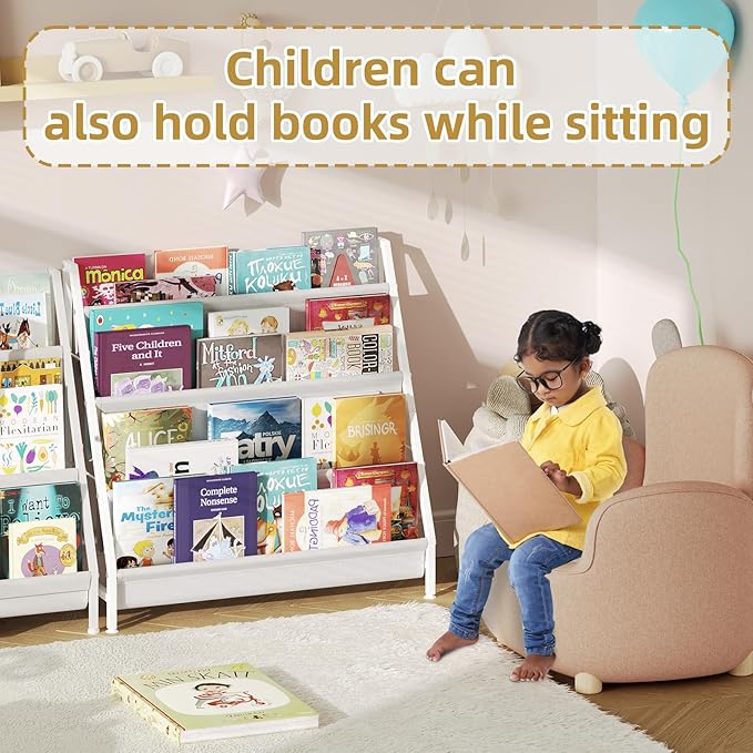 4-Tier Kids Bookshelf, Book Shelf for Kids Rooms,Book Rack for Kid with Four Deep Pockets,Nursery Bookshelves for Kid' Playroom, Toddler Bookshelf as a Children's Gift