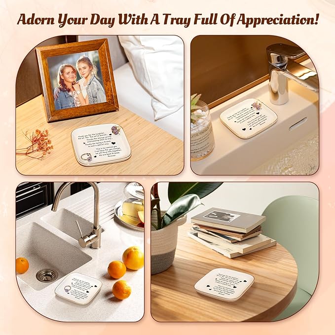 PUDDING CABIN Friend Birthday Gifts for Women,Friendship Thank You Ring Trinket Dish,Going Away Gifts for Friends,Long Distance Gifts for Women Moving Retirement Gifts For Woman