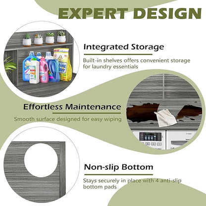 Royxen Laundry Countertop with 20“ Shelf Universal Fit, Washer and Dryer Countertop with Storage Space, Eucalyptus