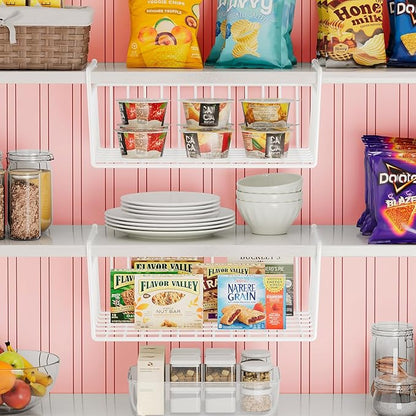 SUFAUY 6-Pack Under Shelf Basket Storage, Wire Shelves for Storage and Organization, Under Cabinet Paper Plate Dispenser Organizer Holds up to 22lbs for Pantry Closet, 10.6“d x 16" w, White