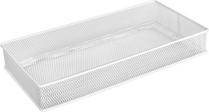 YBM HOME White Mesh Drawer Cabinet and or Shelf Organizer Bins, School Supply Holder Office Desktop Organizer Basket (1, 6x12x2 Inch)