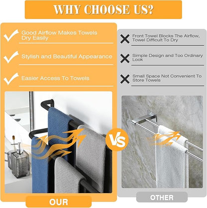 Alise Double Towel Bar,32 Inch Towel Racks for Bathroom, SUS304 Stainless Steel Towel Bar for Bathroom Wall,Quick Drying Bathroom Towel Holder, Long Bath Towel Hanger,Matte Black