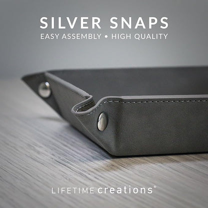 Lifetime Creations Personalized Valet Tray (Black) - Custom Engraved Vegan Leather Snap Catchall, Gifts for Groomsmen