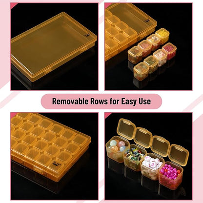 Mr. Pen- Bead Storage Containers, 28 Grids, 2 Pack, Transparent Orange Small Bead Organizer Box