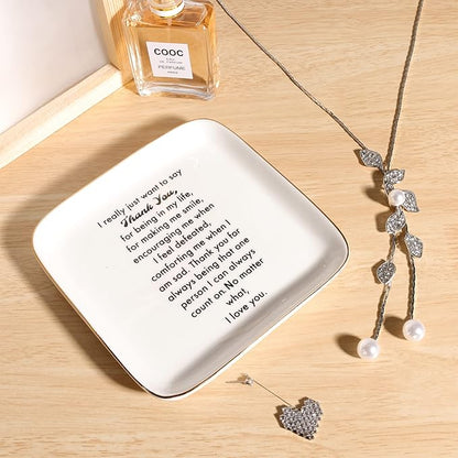 PUDDING CABIN Thank You Gift for Women Mom Teacher Coworkers Ring Dish-Thank You for Always Being That One Person I can Count On, I Love You for Mom, Appreciation Gifts for Women
