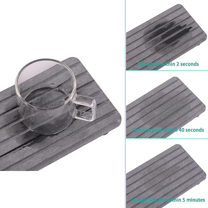 2 PCS Water Absorbent diatomite Coasters, 12.2" x 4" Water Absorbing Stone Tray for Sink, Stone Drying mat for Kitchen Counter, Stone soap Tray Used for Hand Soaps & toiletries & Plants