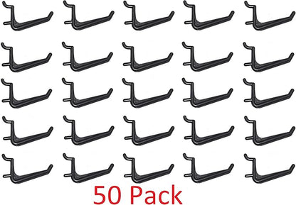JSP Manufacturing 50 Pack Of JUMBO Pegboard Hooks Black Garage Tools Hammer Air Tool Storage Organization Jewelry