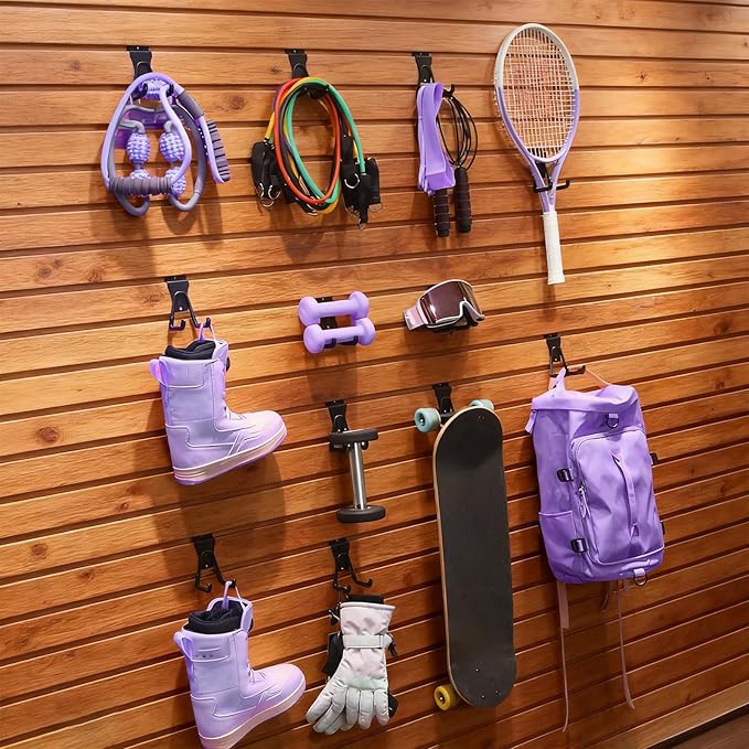 8 Pcs Slatwall Hooks, Heavy Duty Slat Wall Hangers Accessories for Garage and Retail Storage Organizers