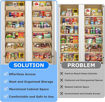 WelFurGeer Premium Birchwood Pull-Out Cabinet Drawers, 26" W x 21" D Pull Out Cabinet Organizer, Heavy-Duty Cabinet Organizer with Easy Installation, Space-Saving Pullout Drawer for Home & Kitchen