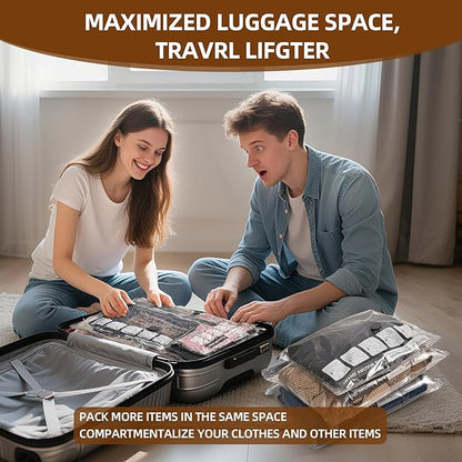 VACKFOX 12 Pack Travel Vacuum Bags for Clothing,Compression Seal Packing Cubes for Luggage Suitcase Backpack,Carry-on Size Space Saver Storage Bags 80% Space Saver for travel,outdoor and home use.