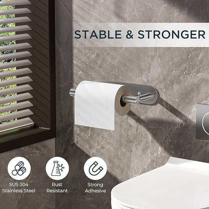 FORIOUS Toilet Paper Holder, Adhesive or Screw Wall Mount Pivoting Tissue Roll Holder for Bathroom, Stainless Steel Rustproof Self Adhesive Toilet Paper Roll Holder no Drilling, 2 Pack Brushed Nickel